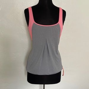 Lululemon Pink/Peach/Gray Athletic Tank Top with attached Sports Bra Size 6